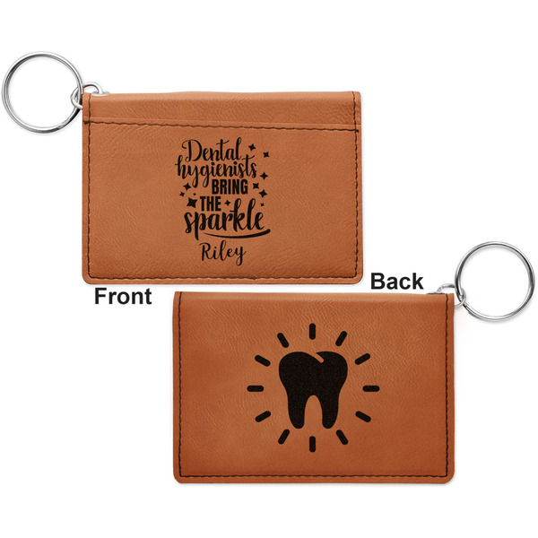 Dental Hygienist Cognac Leatherette Keychain ID Holders - Front and Back Apvl