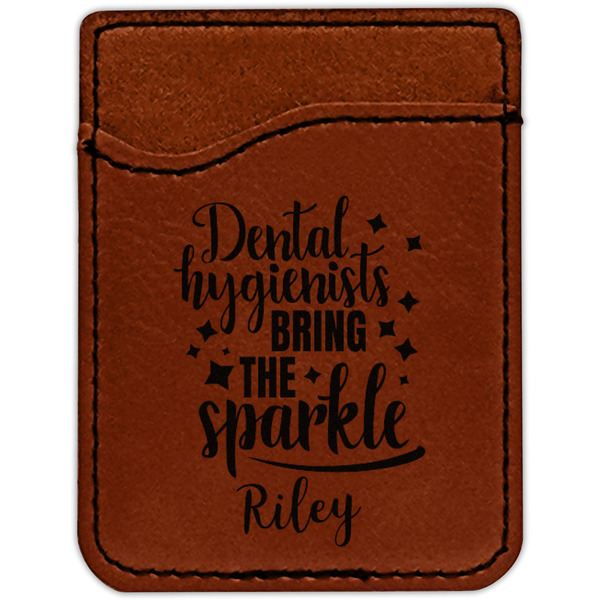 Dental Hygienist Cognac Leatherette Phone Wallet close up