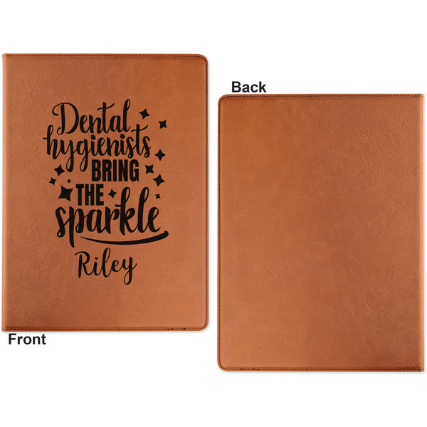 Dental Hygienist Cognac Leatherette Portfolios with Notepad - Large - Single Sided - Apvl