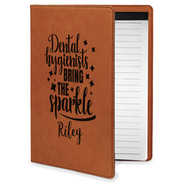 Custom Dental Hygienist Leatherette Portfolio with Notepad - Small - Double Sided (Personalized)