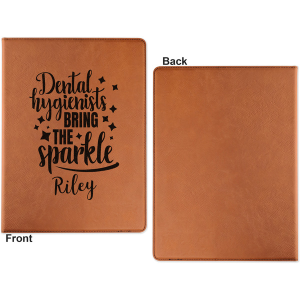 Dental Hygienist Cognac Leatherette Portfolios with Notepad - Small - Single Sided- Apvl