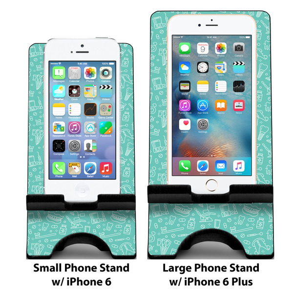 Dental Hygienist Compare Phone Stand Sizes - with iPhones