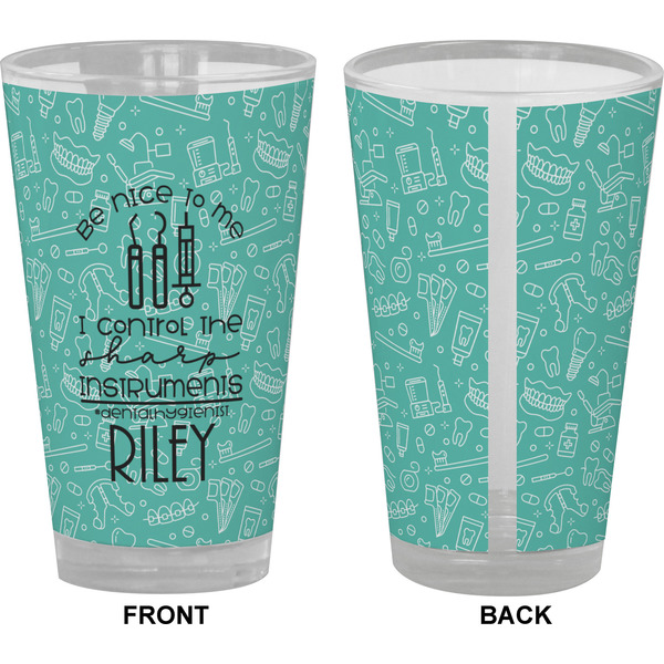 Dental Hygienist Pint Glass - Full Color - Front & Back Views