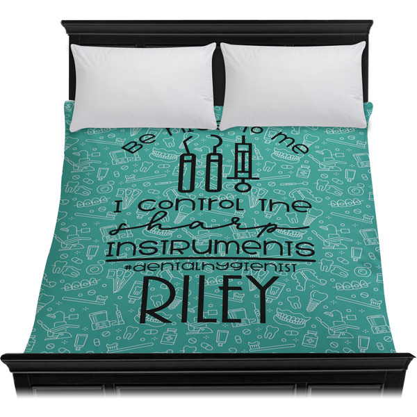 Dental Hygienist Duvet Cover - Queen - On Bed - No Prop