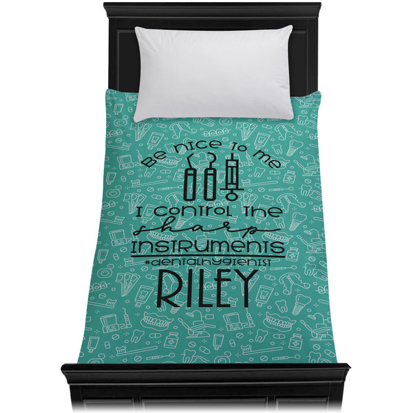 Dental Hygienist Duvet Cover - Twin XL - On Bed - No Prop