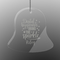 Dental Hygienist Engraved Glass Ornament - Bell (Personalized)
