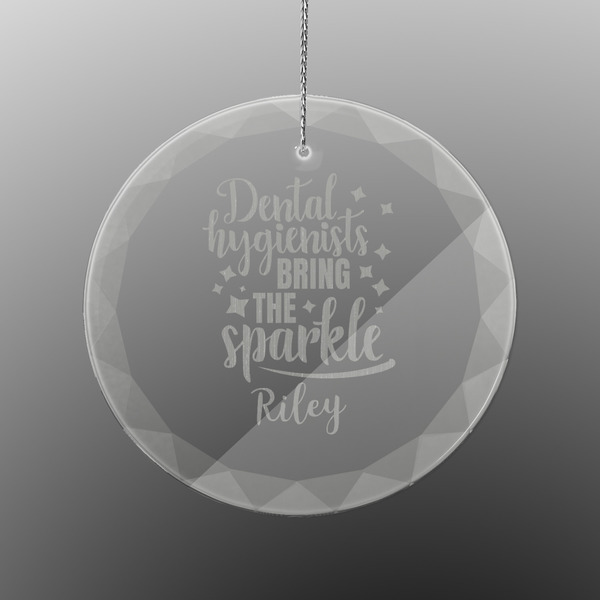 Custom Dental Hygienist Engraved Glass Ornament - Round (Personalized)