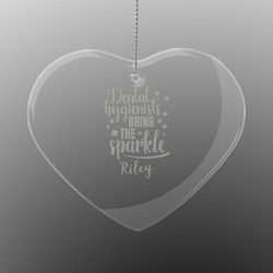 Dental Hygienist Engraved Glass Ornament - Heart (Personalized)