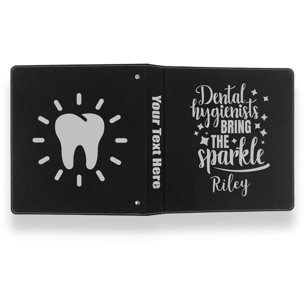 Dental Hygienist Leather Binder - 1" - Black- Back Spine Front View