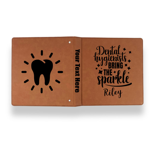 Dental Hygienist Leather Binder - 1" - Rawhide - Back Spine Front View