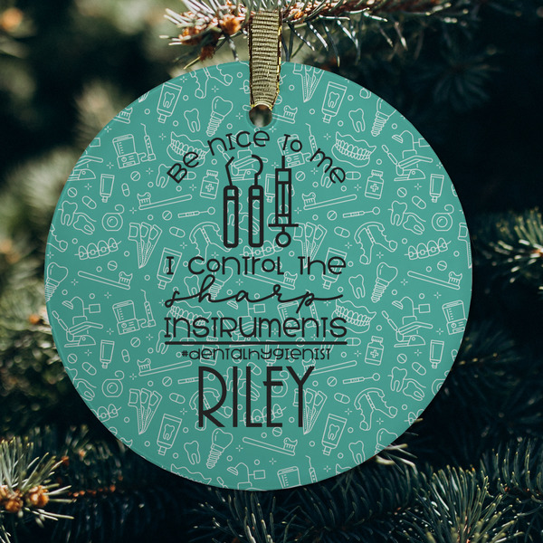 Dental Hygienist Frosted Glass Ornament - Round (Lifestyle)