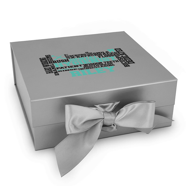 Custom Dental Hygienist Gift Box with Magnetic Lid - Silver (Personalized)
