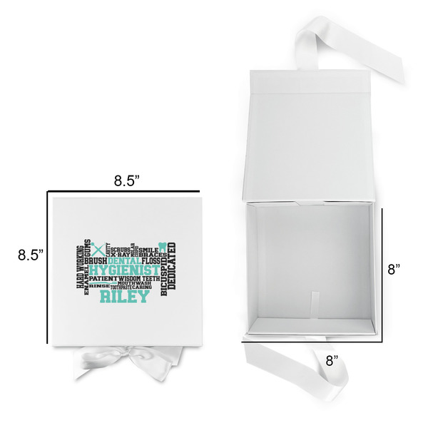 Dental Hygienist Gift Boxes with Magnetic Lid - White - Open & Closed