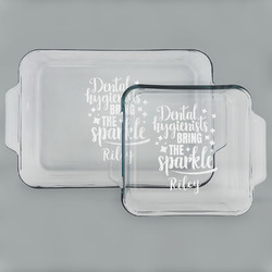 Dental Hygienist Set of Glass Baking & Cake Dish - 13in x 9in & 8in x 8in (Personalized)