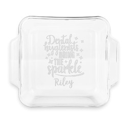 Dental Hygienist Glass Cake Dish with Truefit Lid - 8in x 8in (Personalized)
