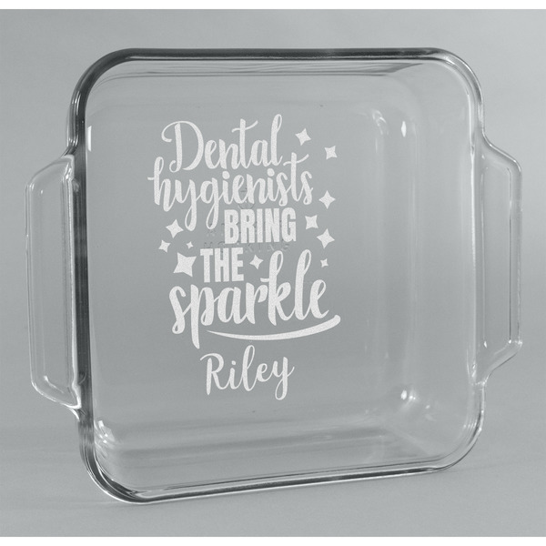 Custom Dental Hygienist Glass Cake Dish - 8in x 8in (Personalized)