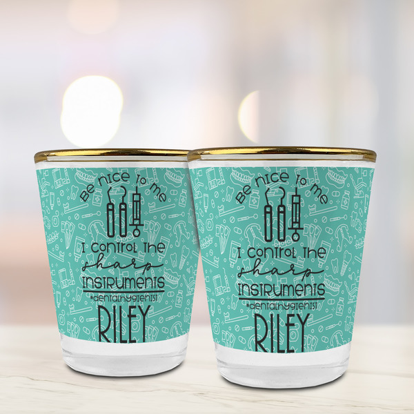 Dental Hygienist Glass Shot Glass - with gold rim - LIFESTYLE