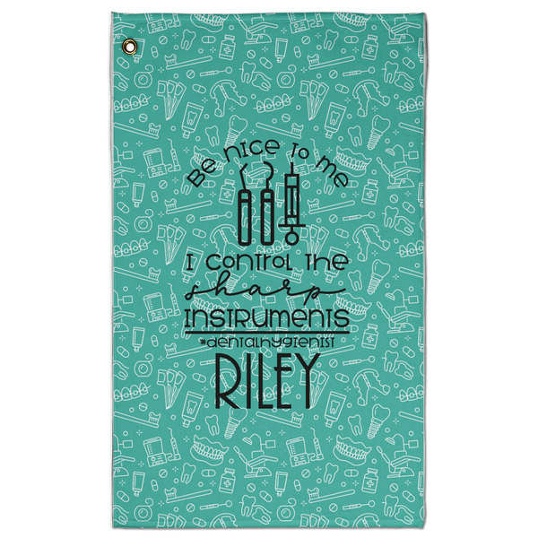 Custom Dental Hygienist Golf Towel - Poly-Cotton Blend - Large w/ Name or Text