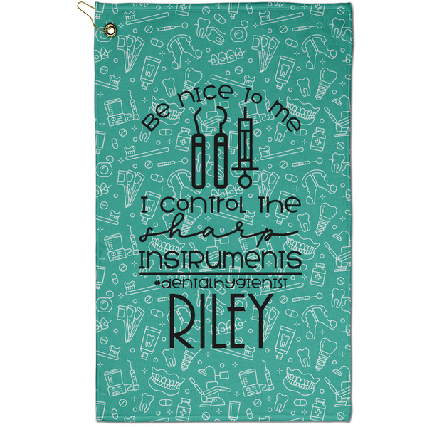 Custom Dental Hygienist Golf Towel - Poly-Cotton Blend - Small w/ Name or Text