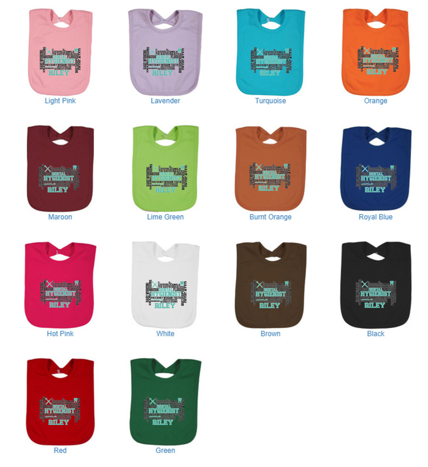 Custom Dental Hygienist Cotton Baby Bib (Personalized) YouCustomizeIt