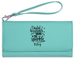Dental Hygienist Ladies Leatherette Wallet - Laser Engraved- Teal (Personalized)
