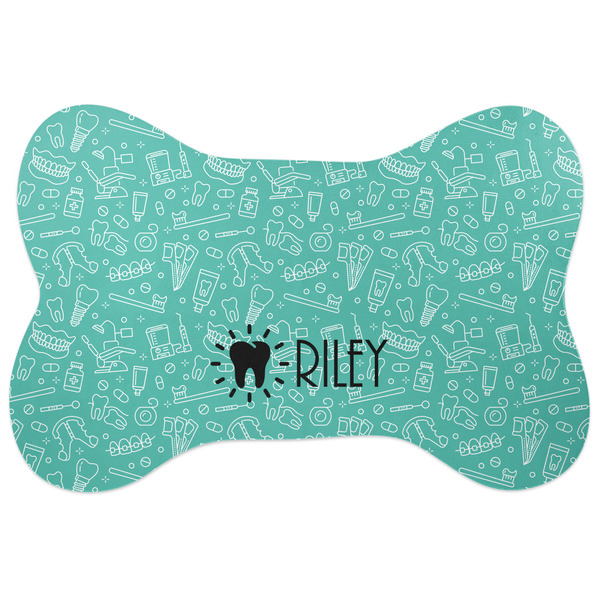 Custom Dental Hygienist Bone Shaped Dog Food Mat (Large) (Personalized)