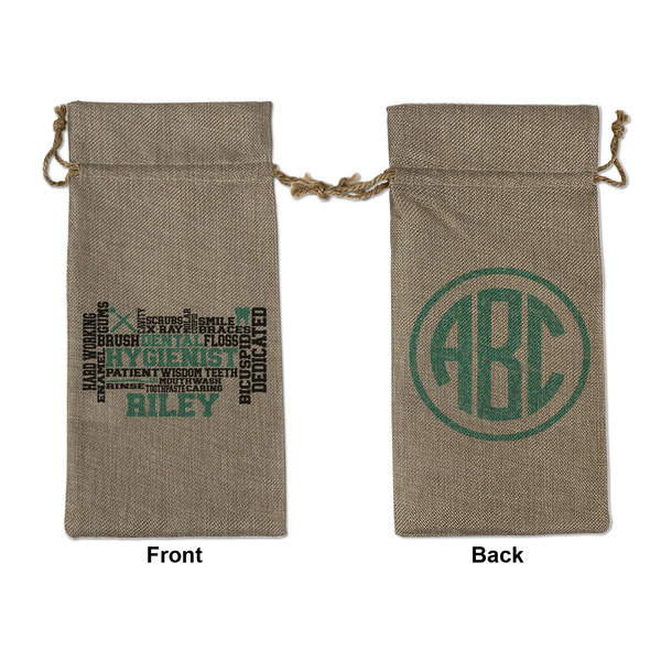 Custom Dental Hygienist Large Burlap Gift Bag - Front & Back (Personalized)