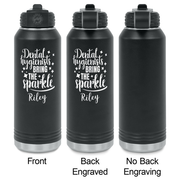 Dental Hygienist Laser Engraved Water Bottles - 2 Styles - Front & Back View
