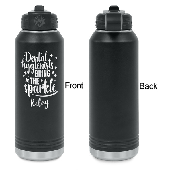 Dental Hygienist Laser Engraved Water Bottles - Front Engraving - Front & Back View