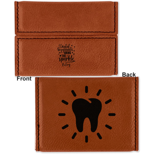 Dental Hygienist Leather Business Card Holder - Front Back