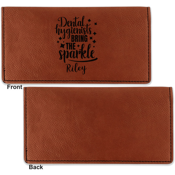 Dental Hygienist Leather Checkbook Holder Front and Back Single Sided - Apvl