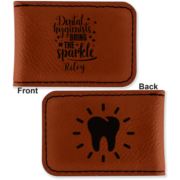 Dental Hygienist Leatherette Magnetic Money Clip - Front and Back