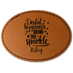Dental Hygienist Faux Leather Iron On Patch - Oval (Personalized)