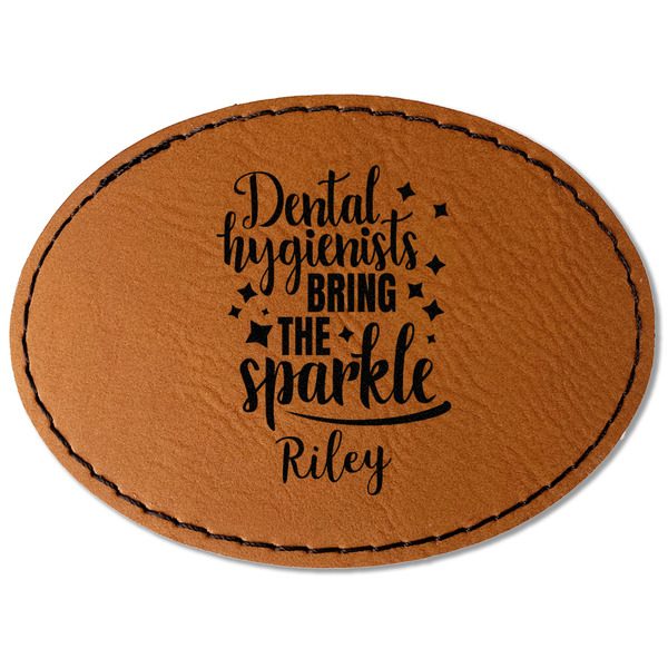Custom Dental Hygienist Faux Leather Iron On Patch - Oval (Personalized)