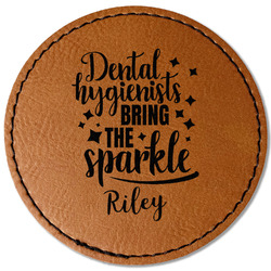 Dental Hygienist Faux Leather Iron On Patch - Round (Personalized)
