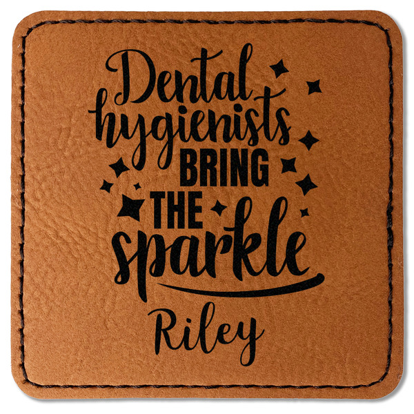 Custom Dental Hygienist Faux Leather Iron On Patch - Square (Personalized)