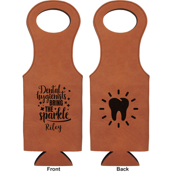 Dental Hygienist Leatherette Wine Tote Double Sided - Front and Back