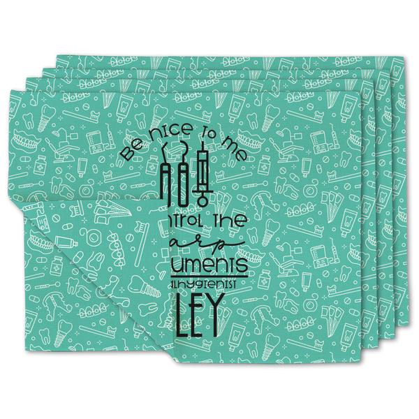 Custom Dental Hygienist Linen Placemat w/ Name or Text