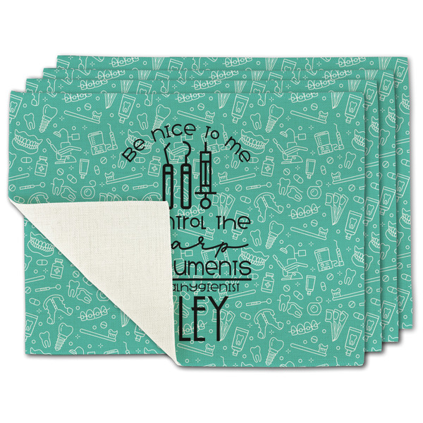 Custom Dental Hygienist Single-Sided Linen Placemat - Set of 4 w/ Name or Text