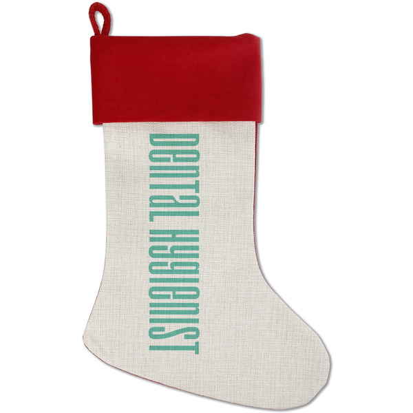 Custom Dental Hygienist Red Linen Stocking (Personalized)