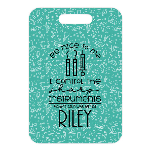 Dental Hygienist Metal Luggage Tag - Front Without Strap