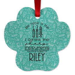 Dental Hygienist Metal Paw Ornament - Double Sided w/ Name or Text
