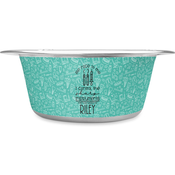 Custom Dental Hygienist Stainless Steel Dog Bowl - Small (Personalized)