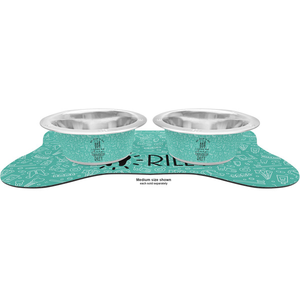 Dental Hygienist Metal Pet Bowls - On Dog Bone Shaped Mat
