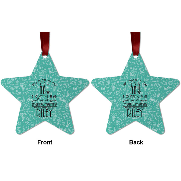 Dental Hygienist Metal Star Ornament - Front and Back