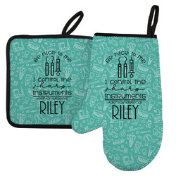 Dental Hygienist Left Oven Mitt & Pot Holder Set w/ Name or Text