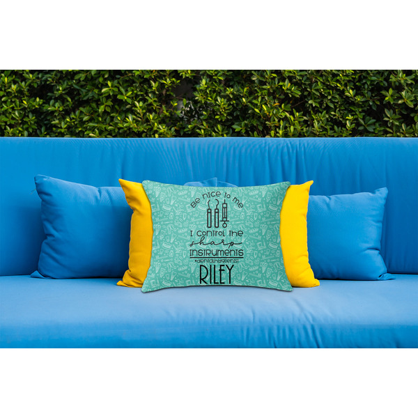 Dental Hygienist Outdoor Throw Pillow  - LIFESTYLE (Rectangular - 20x14)