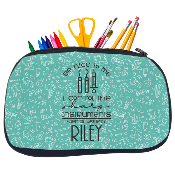 Custom Dental Hygienist Neoprene Pencil Case - Medium w/ Name or Text