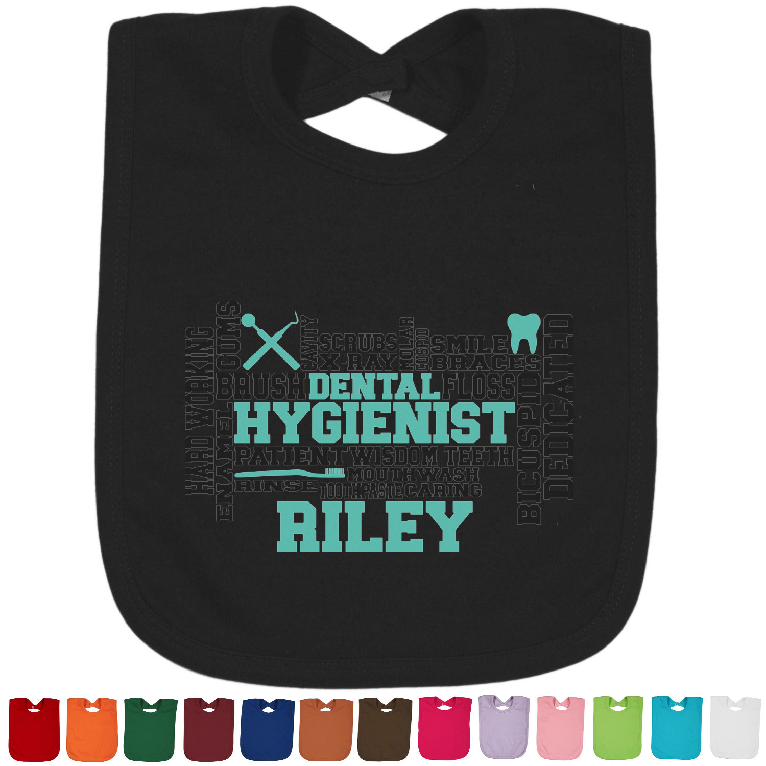 Custom Dental Hygienist Cotton Baby Bib (Personalized) YouCustomizeIt