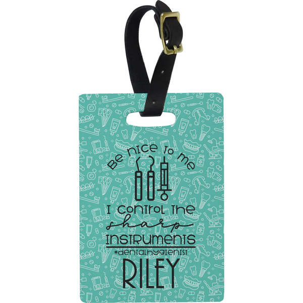 Custom Dental Hygienist Plastic Luggage Tag - Rectangular w/ Name or Text